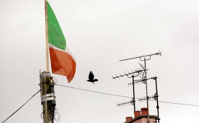 The national flag of the Republic of Ireland flies in the Bogside area of Londonderry in Northern Ireland