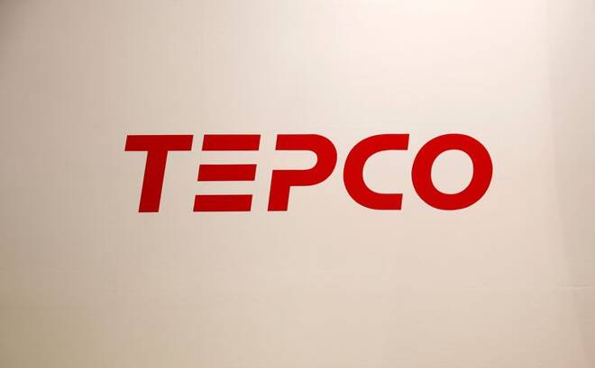 sbThe logo of TEPCO is pictured at the Energy Market Liberalisation Expo in Tokyo