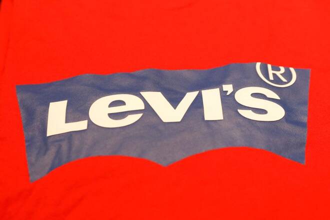A Levi's logo is seen on a shirt in a Levi Strauss store in New York