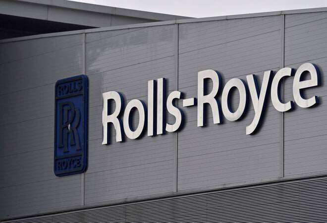 A Rolls-Royce logo is seen at the company's aerospace engineering and development site in Bristol