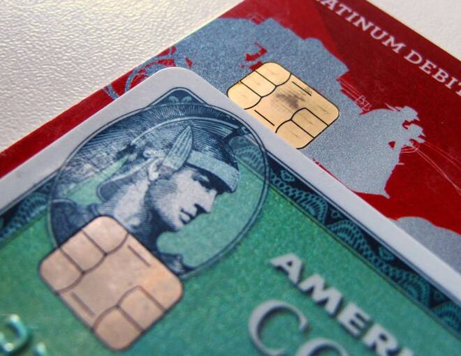 Computer chips are seen on newly-issued credit cards in this photo illustration taken in Encinitas, California