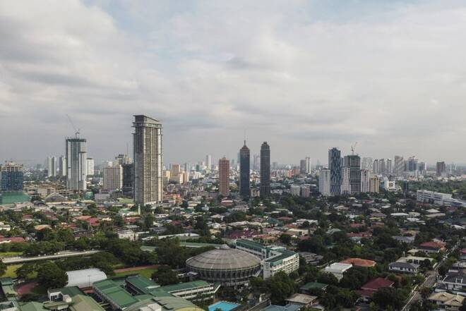 An aerial view shows the Ortigas business district in Pasig City