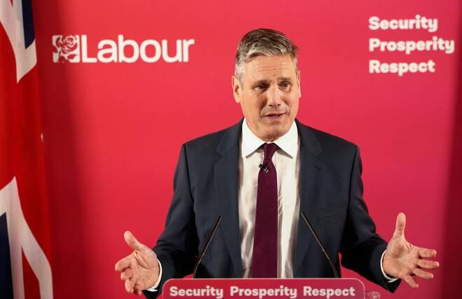British leader of the Labour Party Starmer holds news conference in London