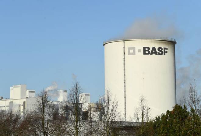 A general view of the German chemical company, BASF Schwarzheide GmbH in Schwarzheide