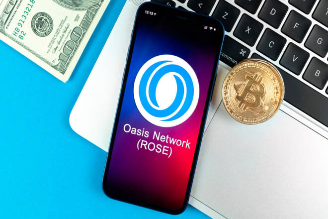 Oasis Network logo on a phone