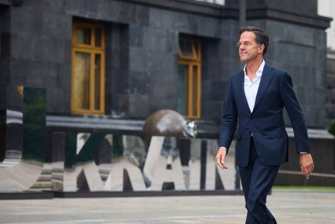 Dutch Prime Minister Rutte arrives for a meeting with Ukraine's President Zelenskiy in Kyiv