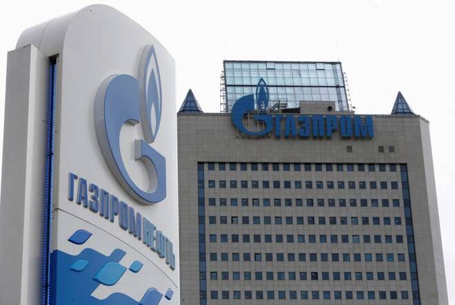 General view shows the headquarters of Gazprom