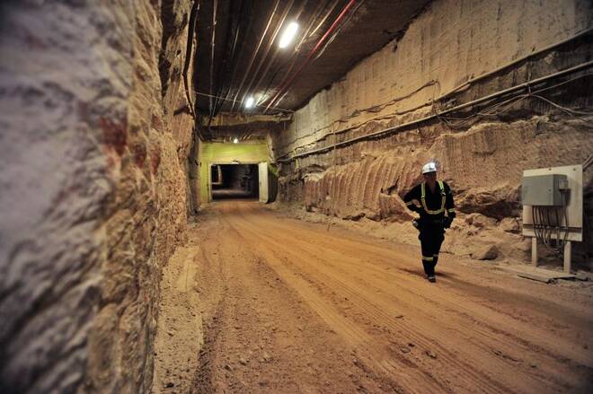 An entry to the tunnels is seen at Nutrien's Cory potash mine near Saskatoon
