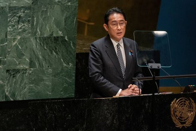 FILE PHOTO - Prime Minister of Japan Fumio Kishida Addresses the United Nations General Assembly During the Nuclear Non-Proliferation Treaty Review Conference in New York