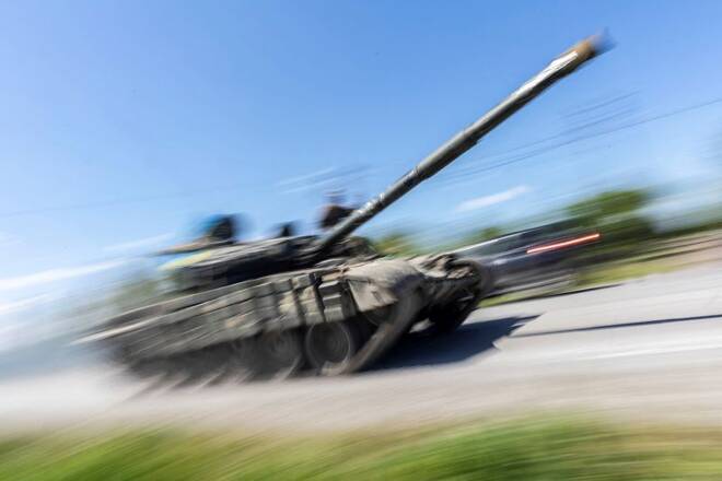 Ukrainian soldiers drive tank in Pokrovsk, Donetsk region, Ukraine