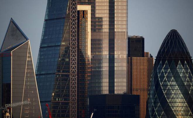 mSkyscrapers in The City of London financial district are seen in London
