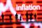 Illustration shows figurines, stock graph and words "Inflation