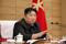 North Korean leader Kim Jong Un attends a Worker's Party meeting on coronavirus disease (COVID-19) outbreak response
