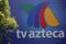 The logo of broadcaster TV Azteca is seen outside its headquarters in Mexico City