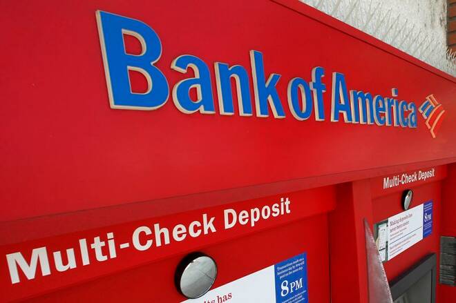 An ATM machine at a Bank of America office is pictured in Burbank