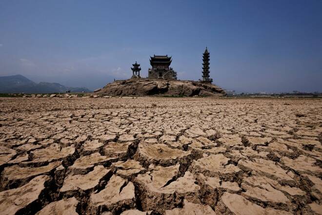 Drought in Louxingdun island in Lushan, Jiangxi province