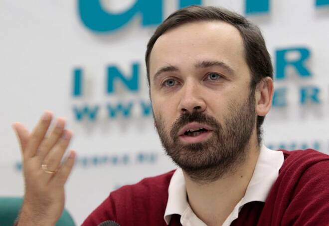 Ponomaryov, a member of Just Russia political party, speaks during a news conference