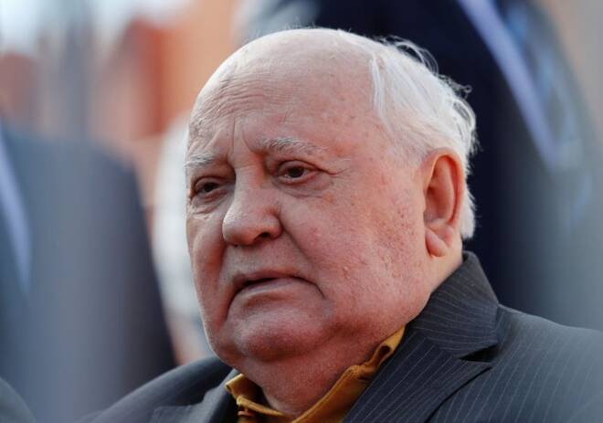 Former Soviet President Mikhail Gorbachev attends the Victory Day parade at Red Square in Moscow