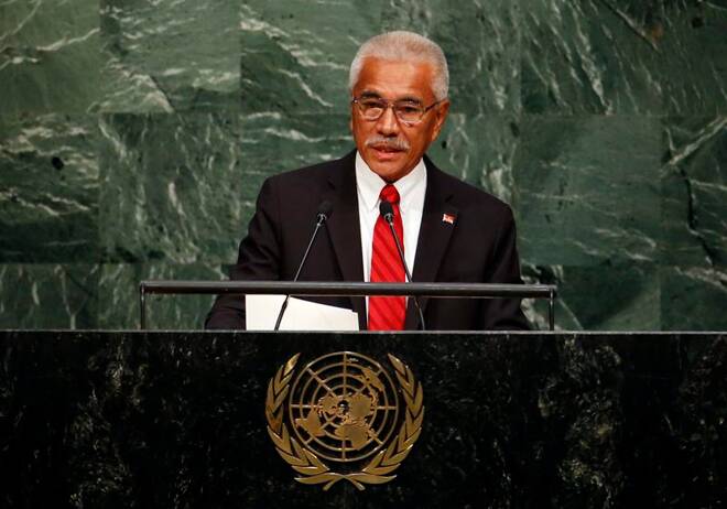 Kiribati's President Anote Tong addresses the United Nations Sustainable Development Summit in New York
