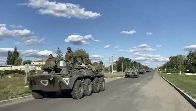 Russia shows footage said to be of troops moving towards Kharkiv frontline