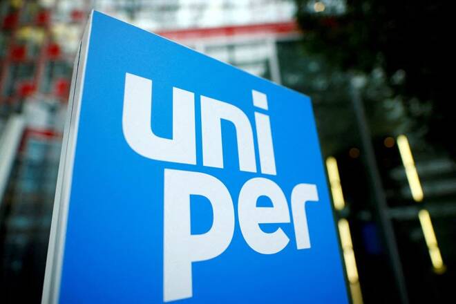 The logo of German energy utility company Uniper SE is pictured in the company's headquarters in Duesseldorf