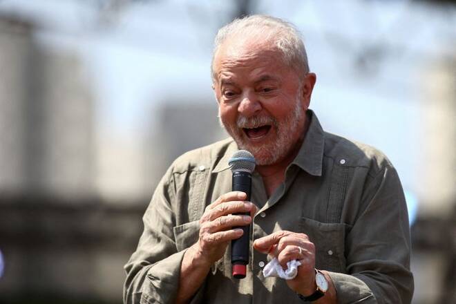 Former President of Brazil Lula speaks in Taboao da Serra