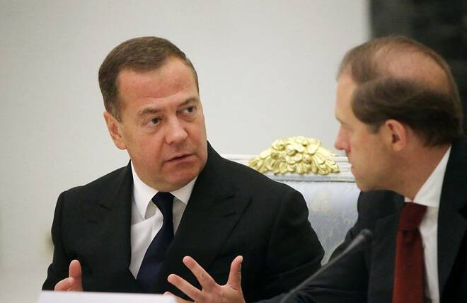 Deputy Chairman of the Russian Security Council Medvedev attends a meeting in Moscow