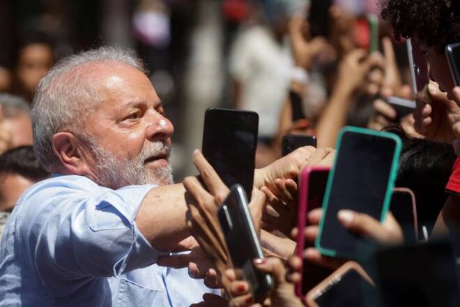 Former Brazil's President and candidate for presidential election Luiz Inacio Lula da Silva attends a campaign rally, in Rio de Janeiro