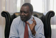 Kenya's Central Bank Governor Njuguna Ndung'u speaks to Reuters during an interview at his office in Nairobi
