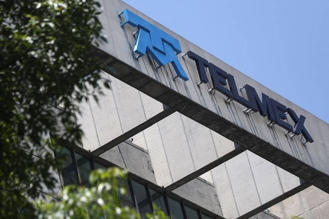 The Telmex logo is seen on its headquarters in Mexico City