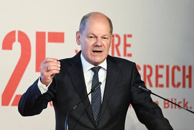 German Chancellor Scholz takes part in the 25th anniversary celebration for the IGBCE