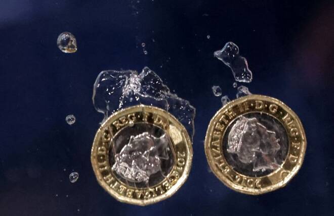 Illustration shows Pound coins plunging into water