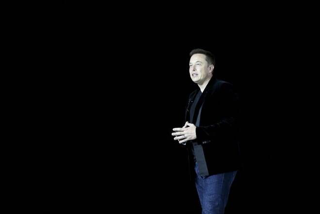 Tesla Motors CEO Elon Musk delivers Model X electric sports-utility vehicles during a presentation in Freemont