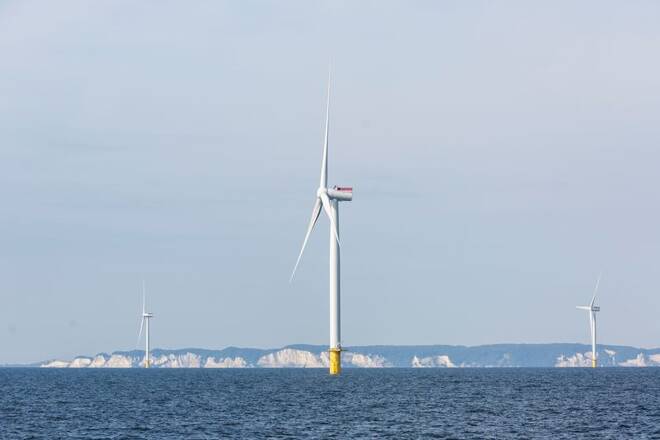 comPower-generating windmill turbines are seen at an offshore wind farm in the Baltic Sea