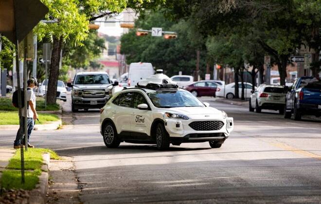 Driverless car operated by Argo AI in Austin, Texas