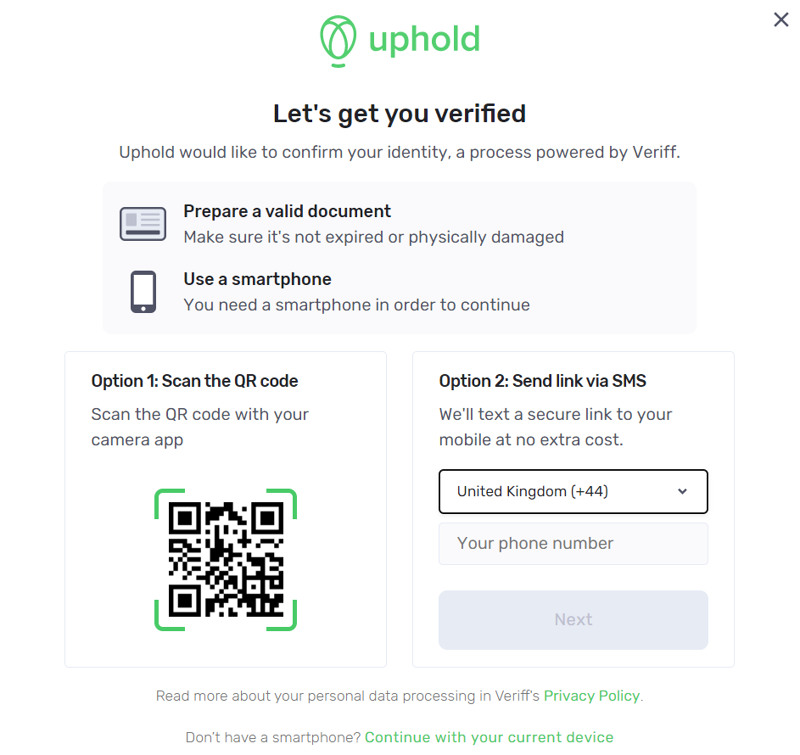 Reseña de Uphold | Pros y contras | Comprar cripto, acciones, metales | Gigonway Interfaz gráfica de usuario, descripción de la aplicación generada automáticamente