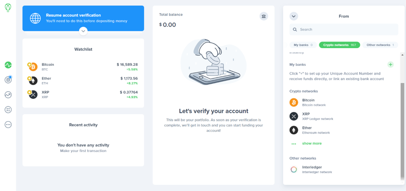 Reseña de Uphold | Pros y contras | Comprar cripto, acciones, metales | Gigonway Interfaz gráfica de usuario, aplicación, descripción de Teams generada automáticamente