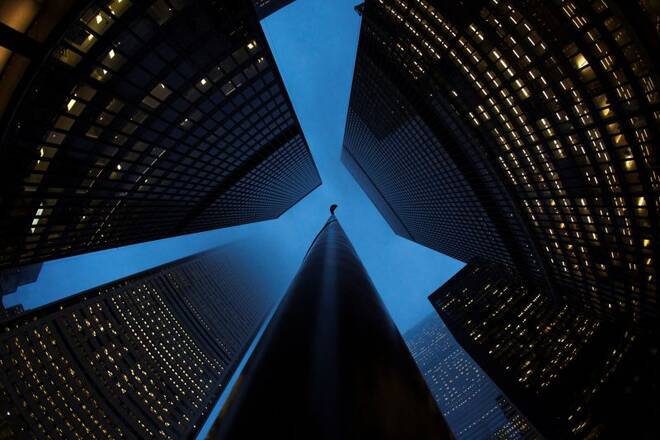 Buildings are seen in the financial district in Toronto