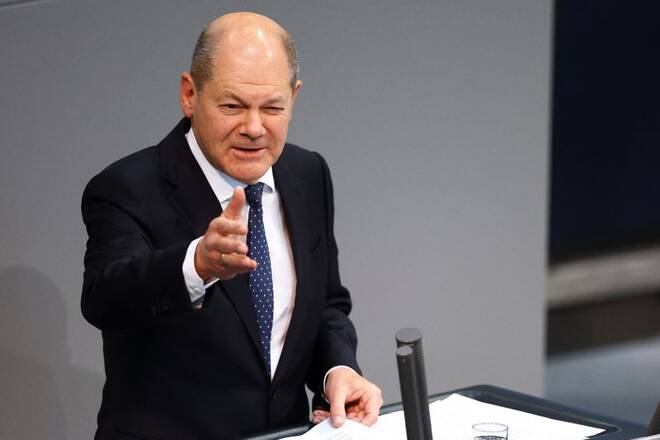 German lower house of parliament or Bundestag budget debate
