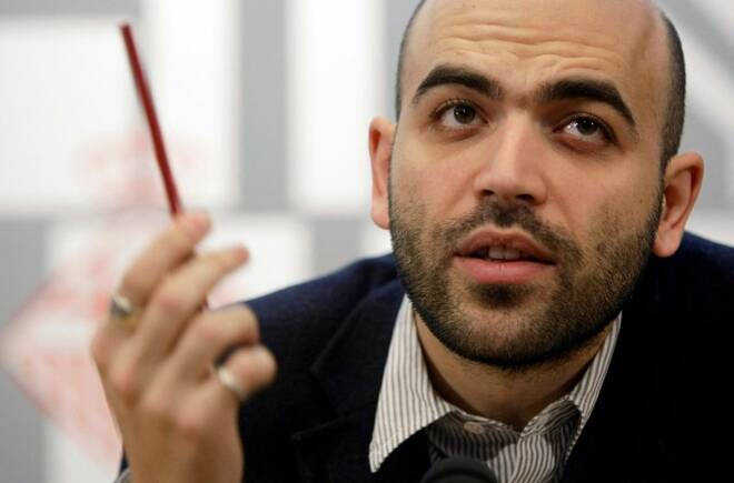 Italian writer Roberto Saviano, the author of "Gomorrah", speaks at a news conference during Barcelona's fifth crime-novel festival