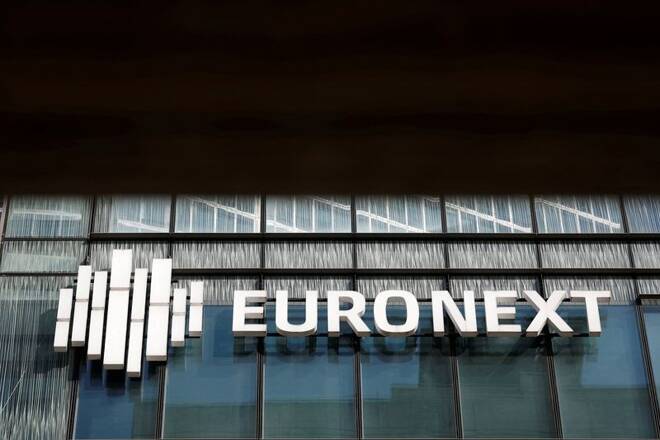 The Euronext stock exchange is pictured at the La Defense business district in Paris