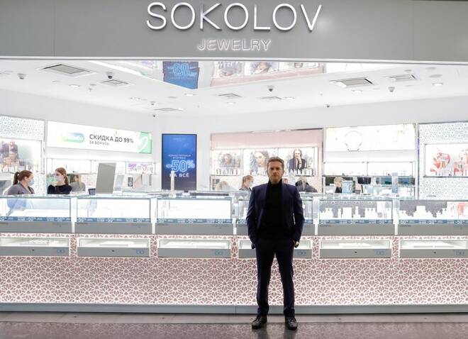 Sokolov, managing partner and co-owner of Sokolov Jewelry, poses in Moscow