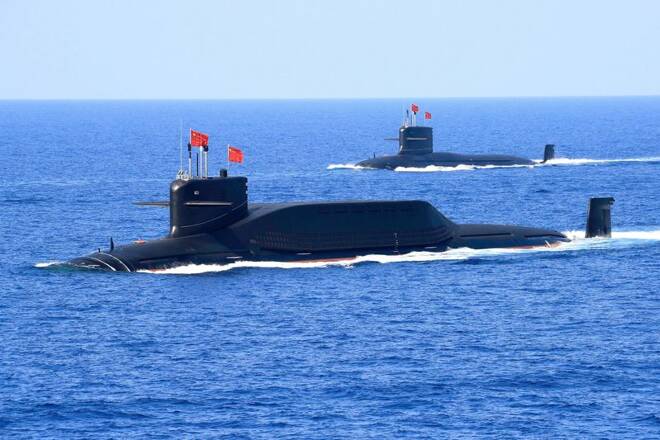 Nuclear-powered Type 094A Jin-class ballistic missile submarine of the Chinese People's Liberation Army (PLA) Navy is seen during a military display in the South China Sea