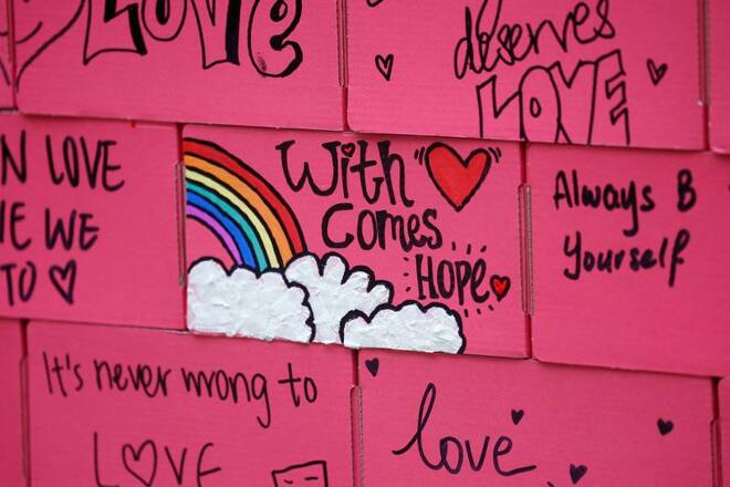 A message of hope is seen at Pink Dot, an annual event organised in support of the LGBT community, at the Speakers' Corner in Hong Lim Park in Singapore
