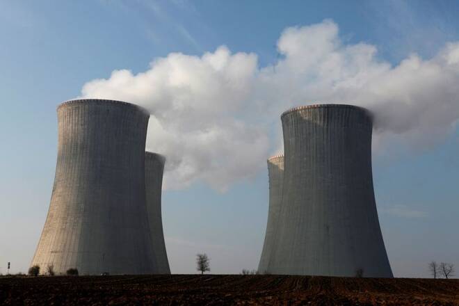 The cooling towers of the Czech nuclear power plant are seen at Dukovany