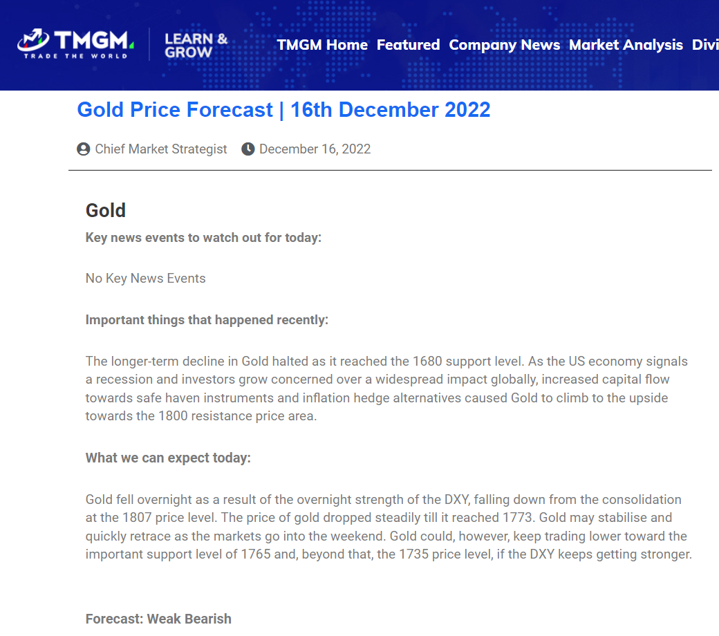 A TMGM market forecast