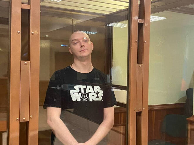 Former journalist Ivan Safronov attends a court hearing in Moscow