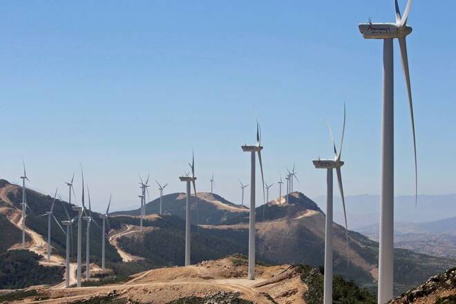 Saudi Acwa Power-generating windmills are pictured in Jbel Sendouq, on the outskirts of Tangier