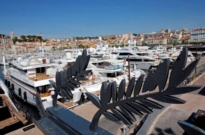 Luxury yachts are seen in Cannes