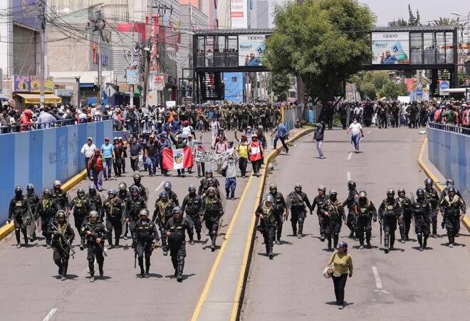 Demonstrations demanding dissolution of Peru's Congress and democratic elections, in Arequipa